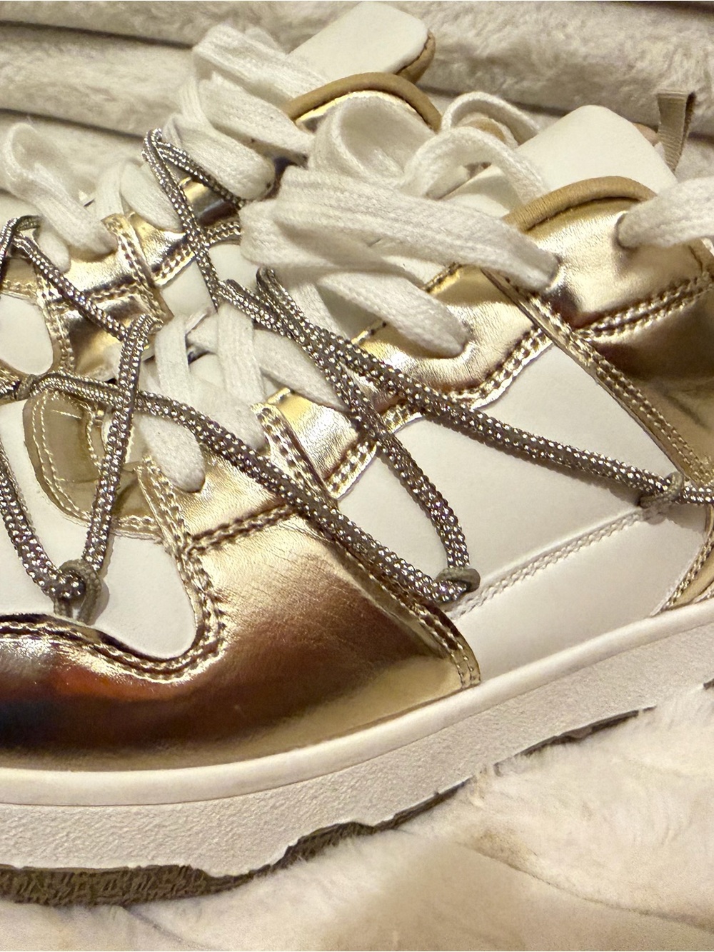 New York & Company White and Gold Women's Fashion Sneakers - Picture 2 of 7